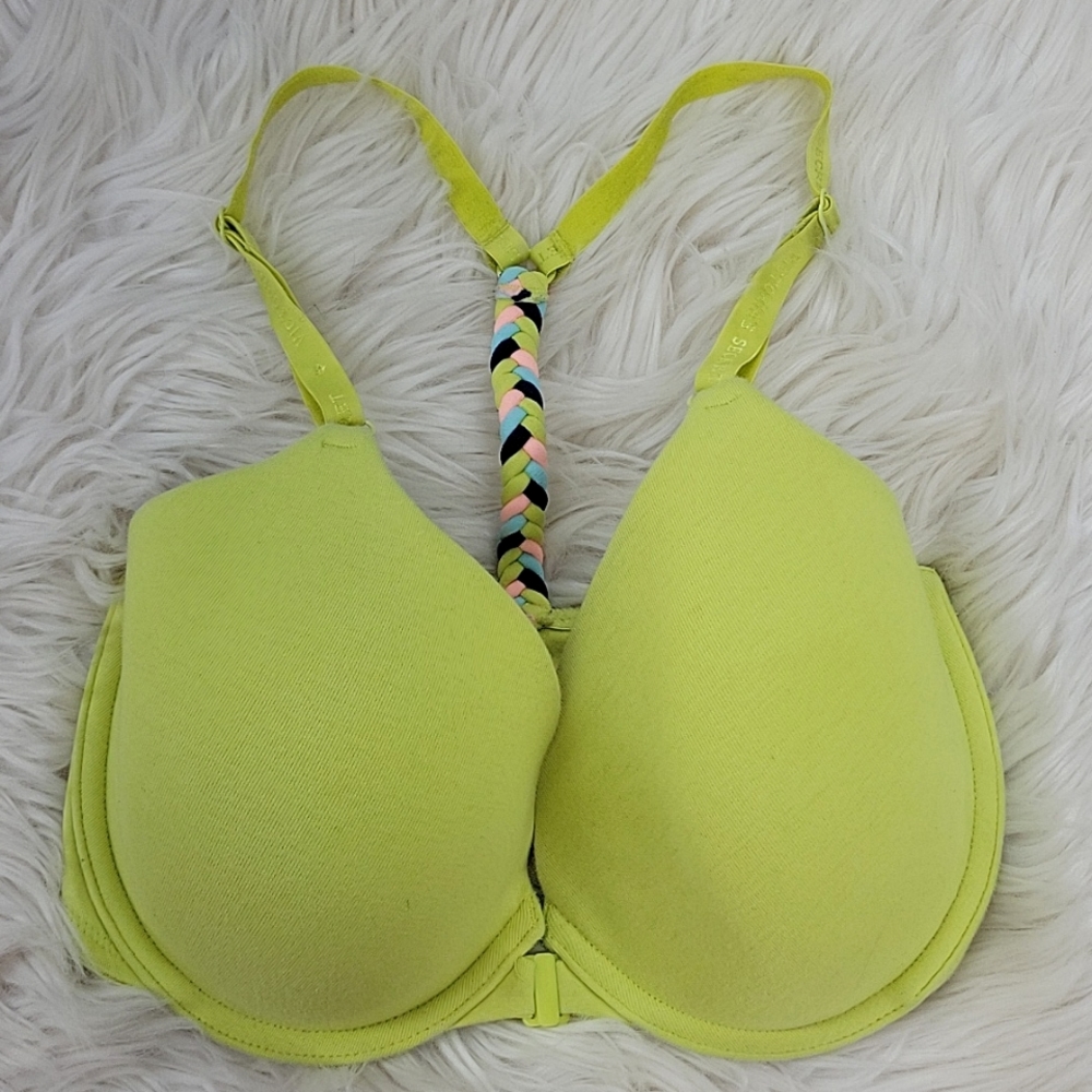 Victoria's Secret Yellow Lined Perfect Coverage Racer Back Bra